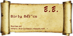 Birly Bács névjegykártya