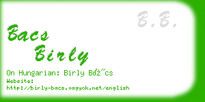 bacs birly business card